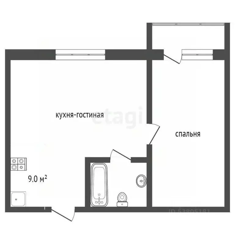 1-к кв. Ростовская область, Ростов-на-Дону ул. Нансена, 109/6 (37.0 м) - Фото 2