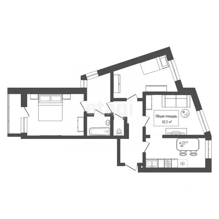 3-к кв. Новосибирская область, Новосибирск Тульская ул., 80 (82.5 м) - Фото 1