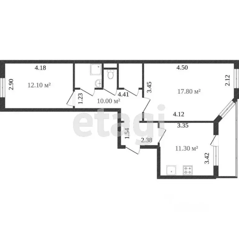 2-к кв. Ханты-Мансийский АО, Сургут ул. Энергетиков, 11/1 (57.9 м) - Фото 1