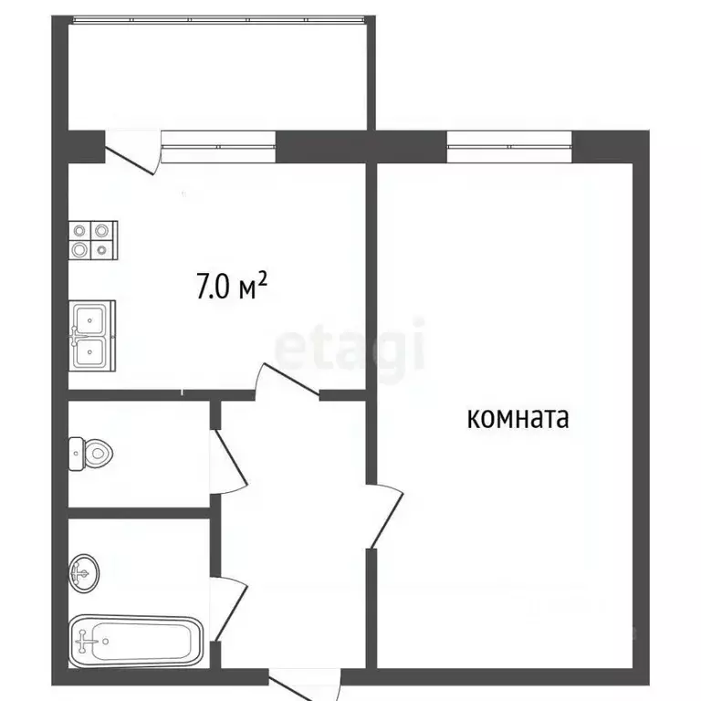 1-к кв. Псковская область, Печоры Индустриальная ул., 4 (32.8 м) - Фото 2