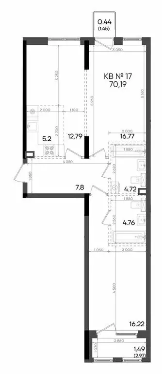 3-комнатная квартира: Казань, улица Аделя Кутуя, 180 (70.19 м) - Фото 1
