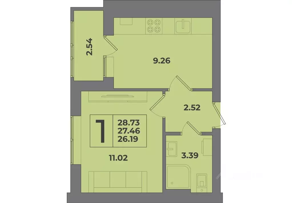1-к кв. Калининградская область, Калининград Коммунистическая ул. ... - Фото 1