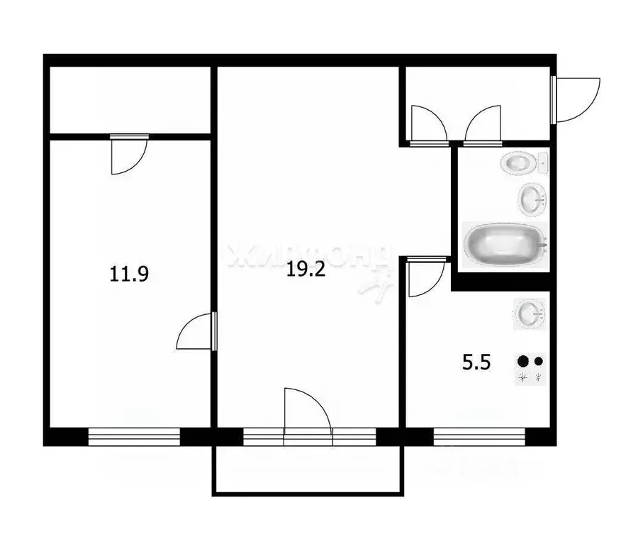 2-к кв. Томская область, Томск просп. Фрунзе, 228 (44.9 м) - Фото 0