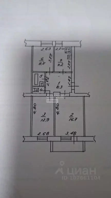 3-к кв. Липецкая область, Липецк ул. Пришвина, 16 (57.5 м) - Фото 1