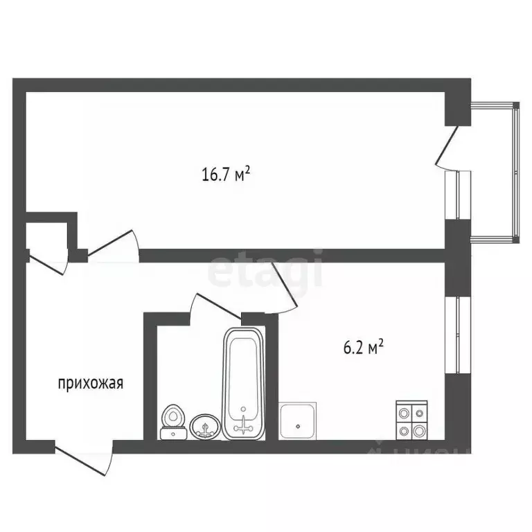 1-к кв. Крым, Симферополь ул. Трубаченко (31.0 м) - Фото 2
