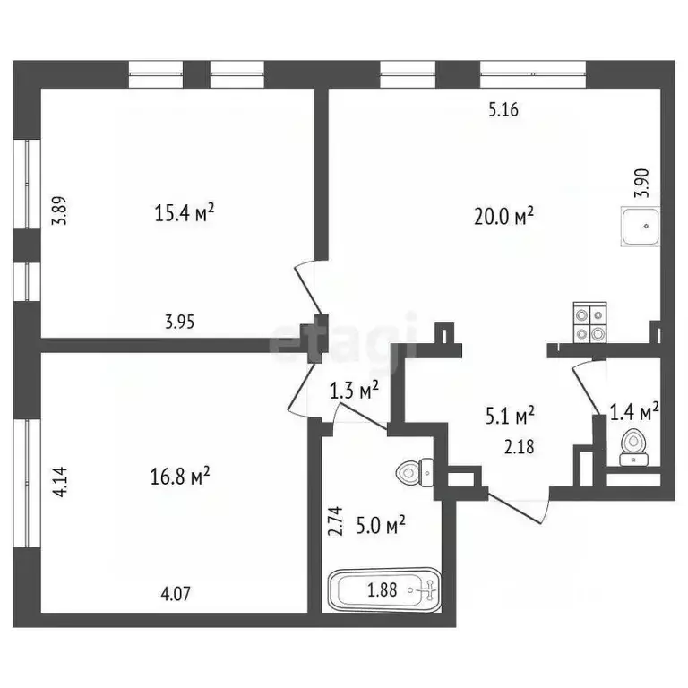 2-к кв. Ямало-Ненецкий АО, Новый Уренгой Энтузиастов мкр, 8 (63.4 м) - Фото 1