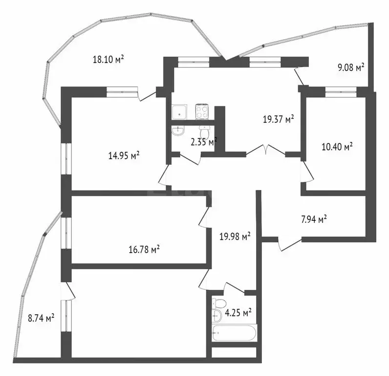 4-комнатная квартира: Тюмень, улица Федюнинского, 64к1 (113.6 м) - Фото 0