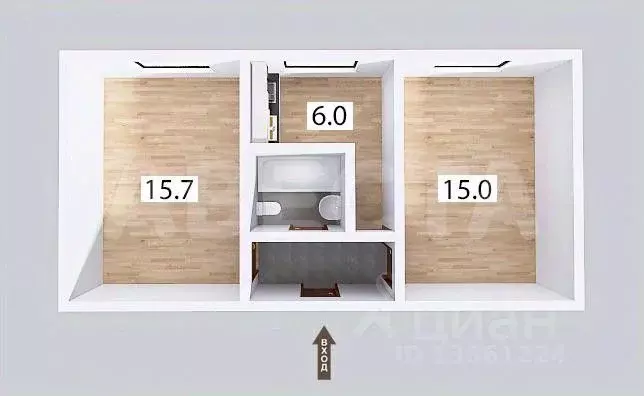 2-к кв. Омская область, Омск ул. Лобкова, 3 (42.5 м) - Фото 1