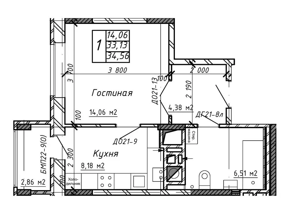 1-комнатная квартира: Калуга, Азаровская улица, 40к4 (34.65 м) - Фото 0