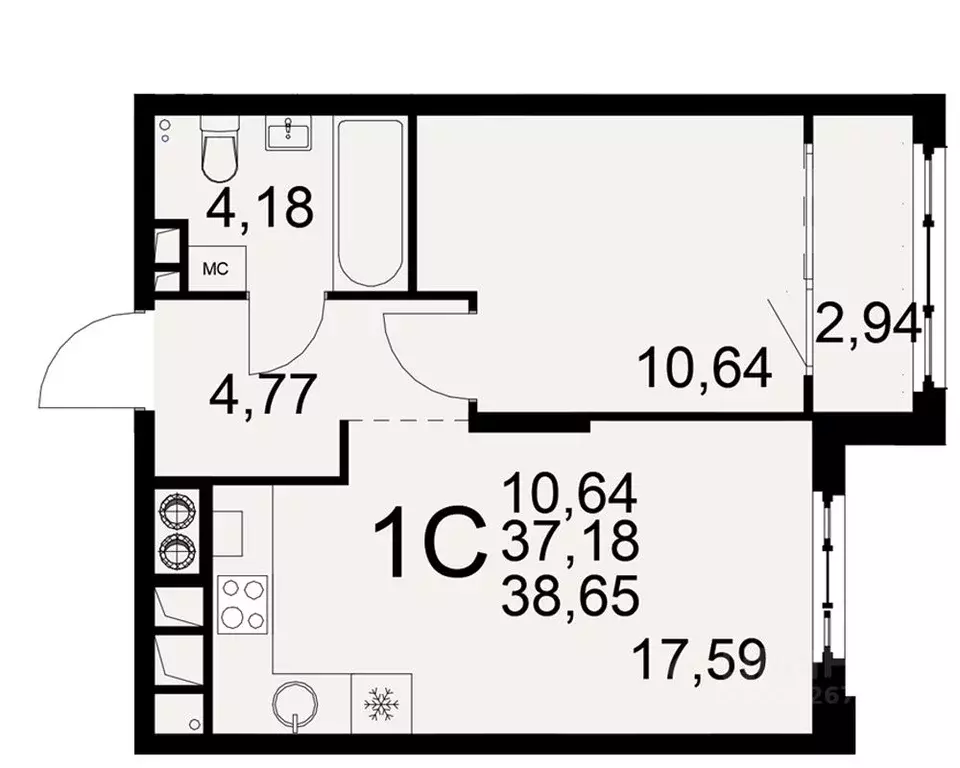 1-к кв. Рязанская область, Рязань проезд Окский, 9 (37.18 м) - Фото 1