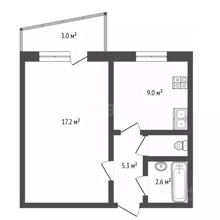 1-к кв. Тюменская область, Тюмень ул. Свердлова, 2 (31.1 м) - Фото 1