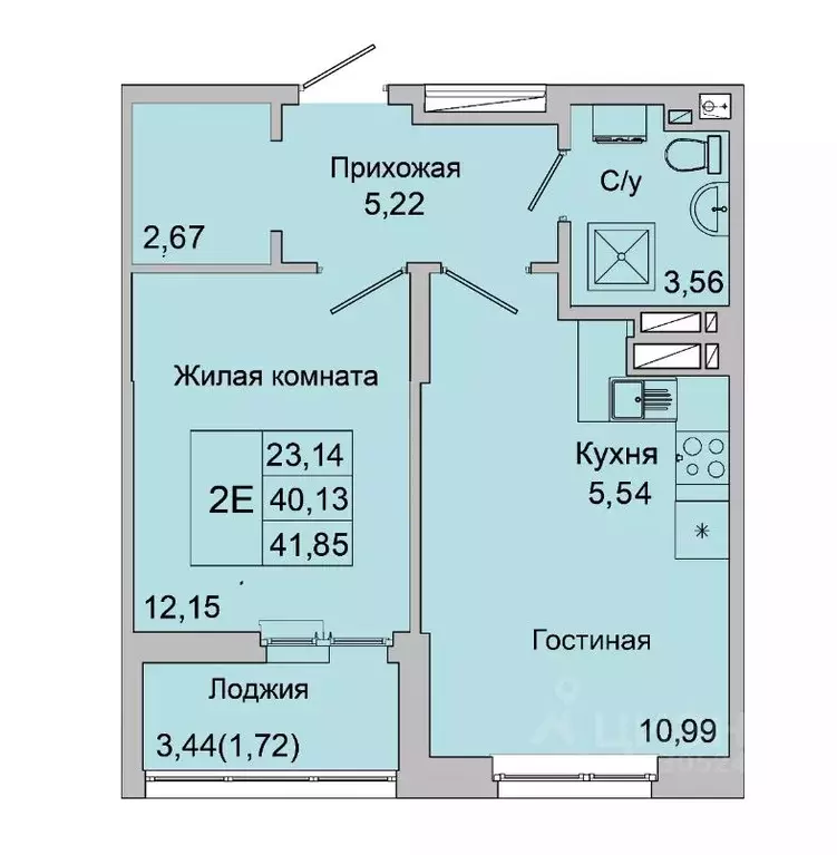 2-к кв. Ростовская область, Батайск ул. Булгакова, 11 (41.85 м) - Фото 1