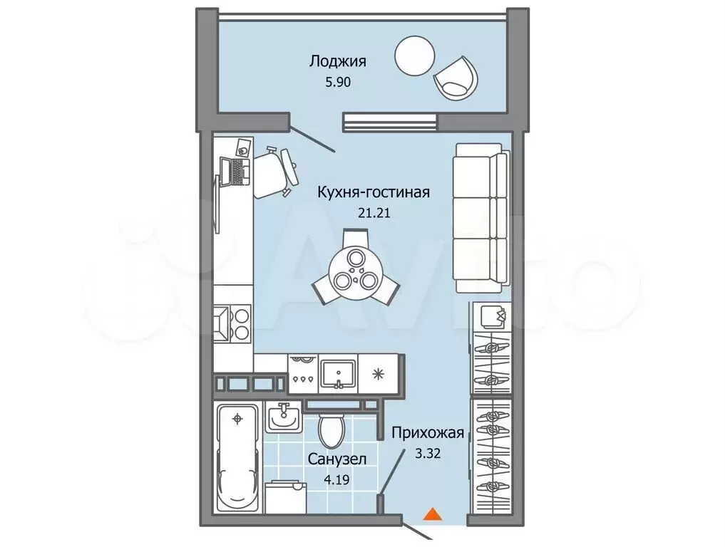 Квартира-студия, 28 м, 1/7 эт. - Фото 0