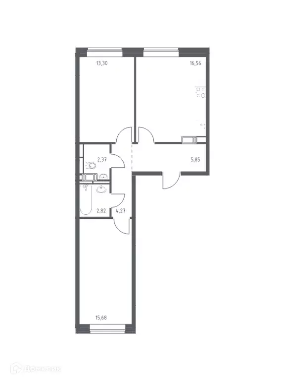 Продаётся 2-к квартира, 60.9 м - Фото 0