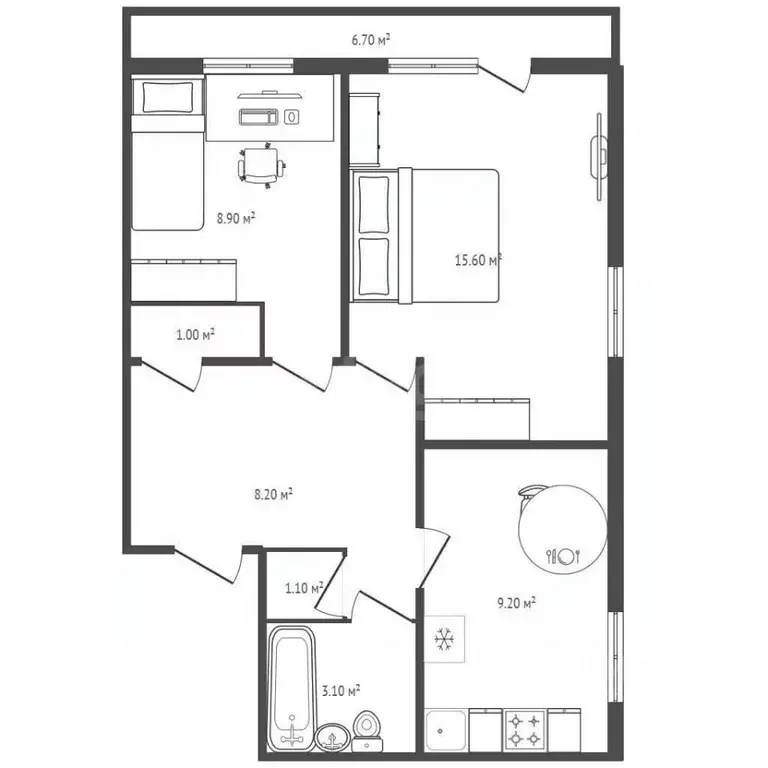 2-к кв. Новосибирская область, Черепаново ул. Тельмана, 41 (47.1 м) - Фото 2