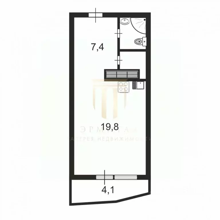 Студия Санкт-Петербург Планерная ул., 63к1 (36.1 м) - Фото 2