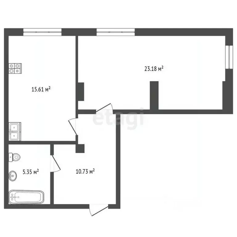 2-к кв. Тюменская область, Тюмень ул. Федюнинского, 60 (54.7 м) - Фото 2