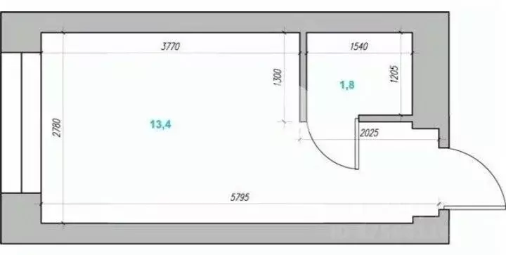 Студия Новосибирская область, Новосибирск ул. Пермитина, 6 (18.0 м) - Фото 2