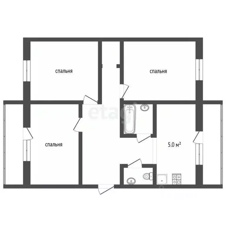 3-к кв. Крым, Евпатория просп. Победы, 60 (66.2 м) - Фото 2