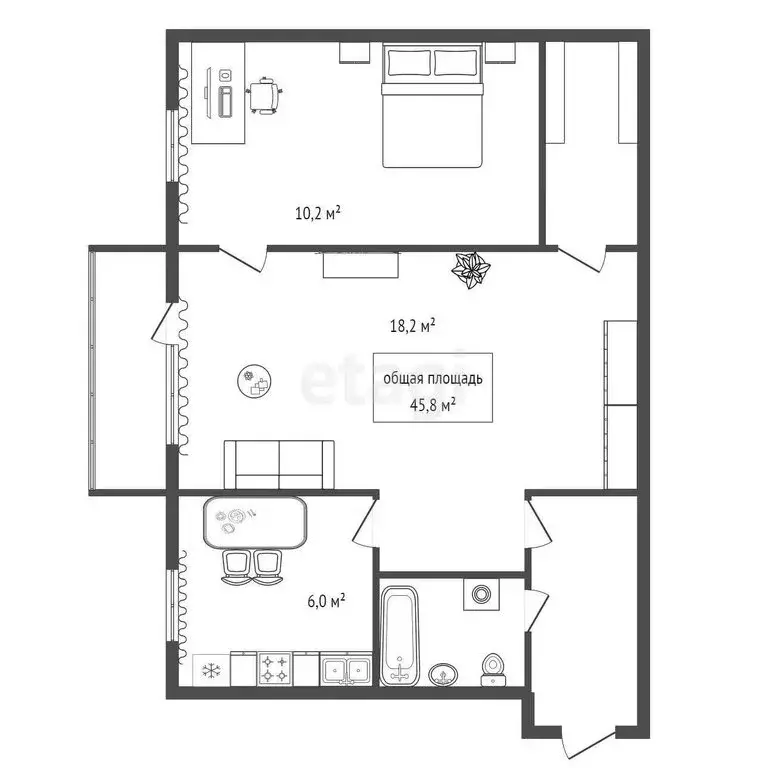 2-комнатная квартира: Бердск, улица Ленина, 98 (45.8 м) - Фото 0