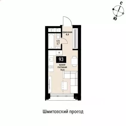 1-к кв. Москва Шелепиха жилой комплекс (24.3 м) - Фото 0