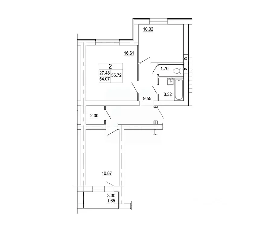 2-к кв. Ленинградская область, Коммунар г. Гатчинский муниципальный ... - Фото 1