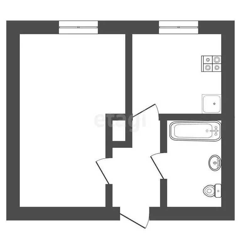 1-комнатная квартира: Тюмень, улица Ватутина, 12 (21 м) - Фото 1
