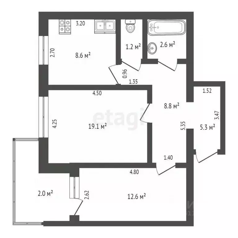 2-к кв. Мордовия, Саранск Ботевградская ул., 27 (58.2 м) - Фото 2
