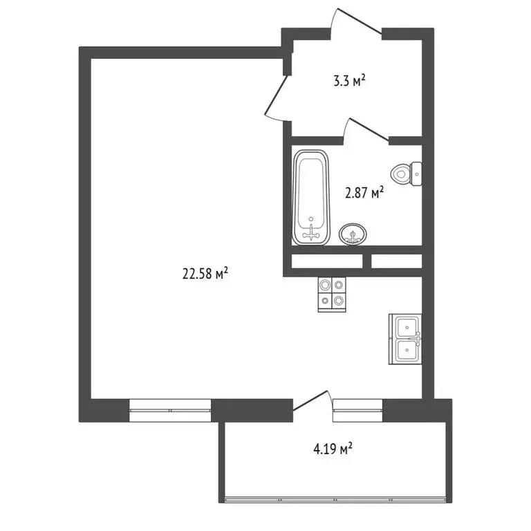 Квартира-студия: деревня Патрушева, улица Александра Пушкина, 16 ... - Фото 1