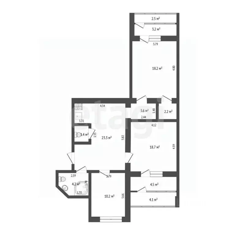 2-к кв. Тюменская область, Тюмень ул. Прокопия Артамонова, 9 (81.0 м) - Фото 2