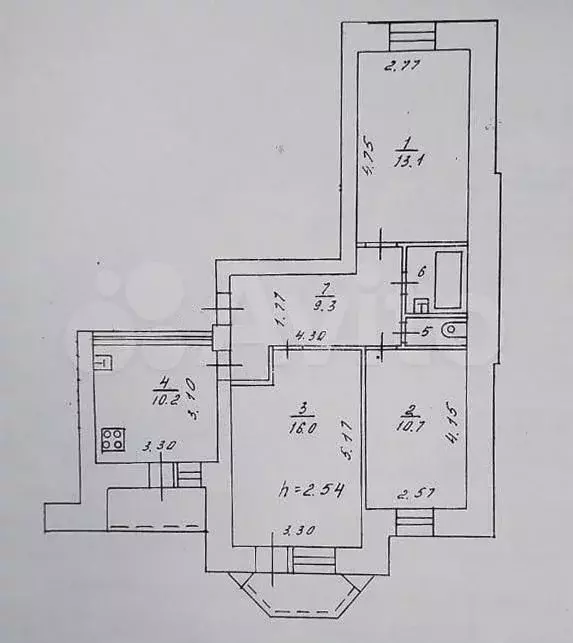 3-к. квартира, 67,4 м, 5/6 эт. - Фото 0