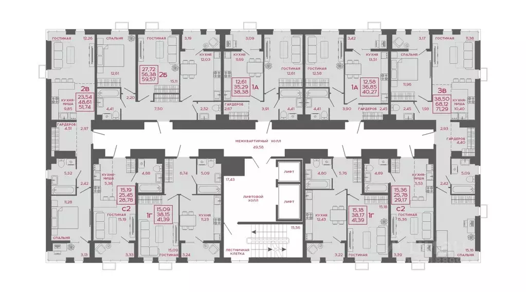 2-к кв. Пензенская область, Пенза Аэрис жилой комплекс (59.57 м) - Фото 2