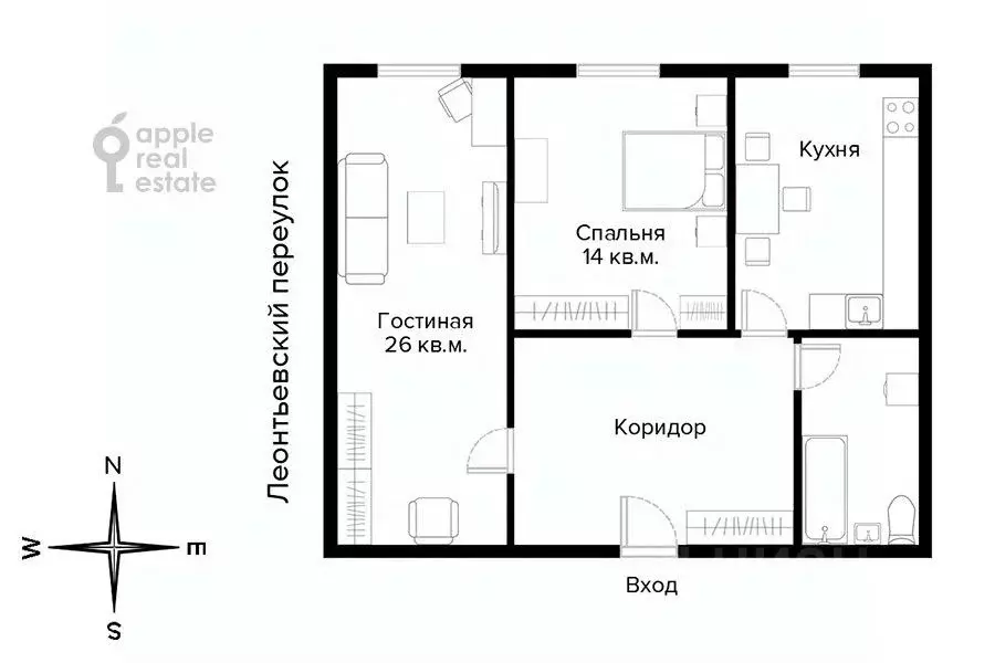 2-к кв. Москва Леонтьевский пер., 6С2 (55.0 м) - Фото 2