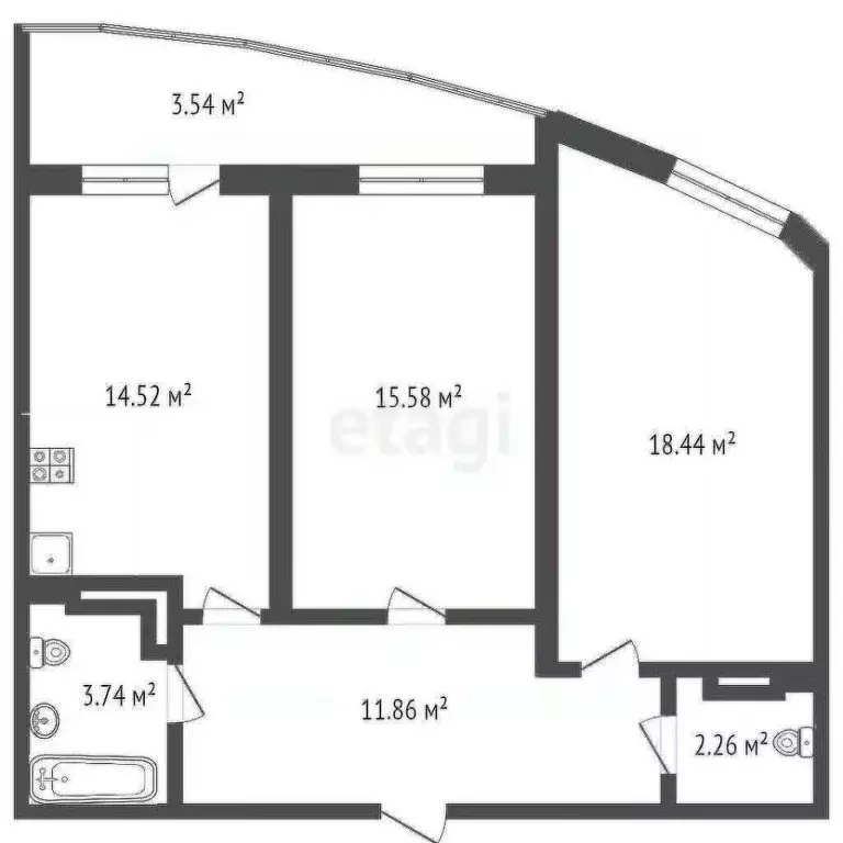 2-к кв. Краснодарский край, Краснодар Воронежская ул., 47Дк1 (65.6 м) - Фото 1