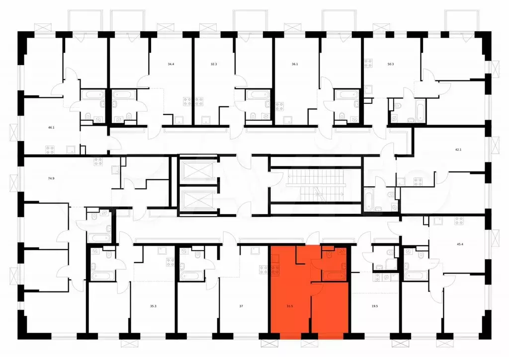 1-к. квартира, 31,5 м, 9/9 эт. - Фото 1