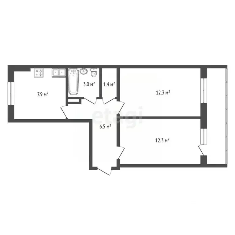 2-к кв. Крым, Красноперекопск 10-й мкр, 19 (46.9 м) - Фото 1