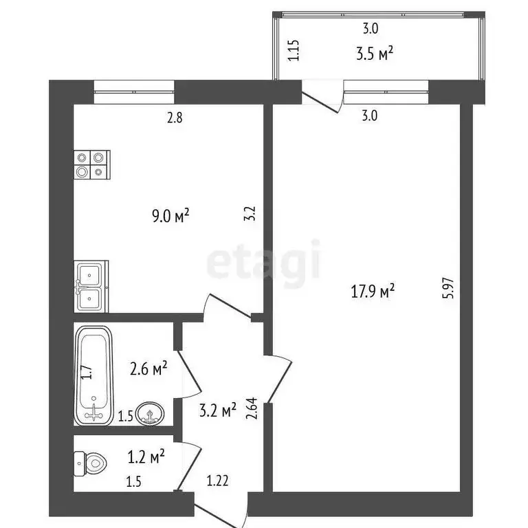 1-комнатная квартира: Самара, Вольская улица, 48 (33.9 м) - Фото 1