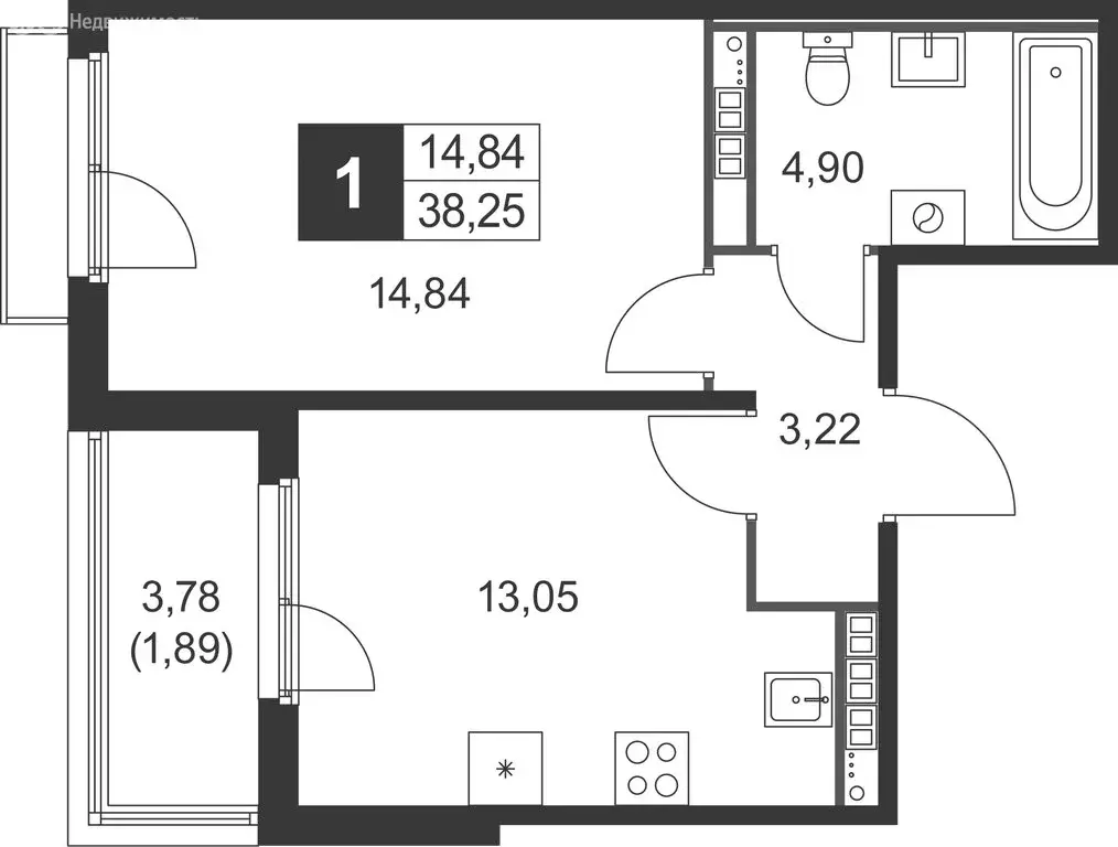 1-комнатная квартира: Ленинградская область, Гатчинский муниципальный ... - Фото 1