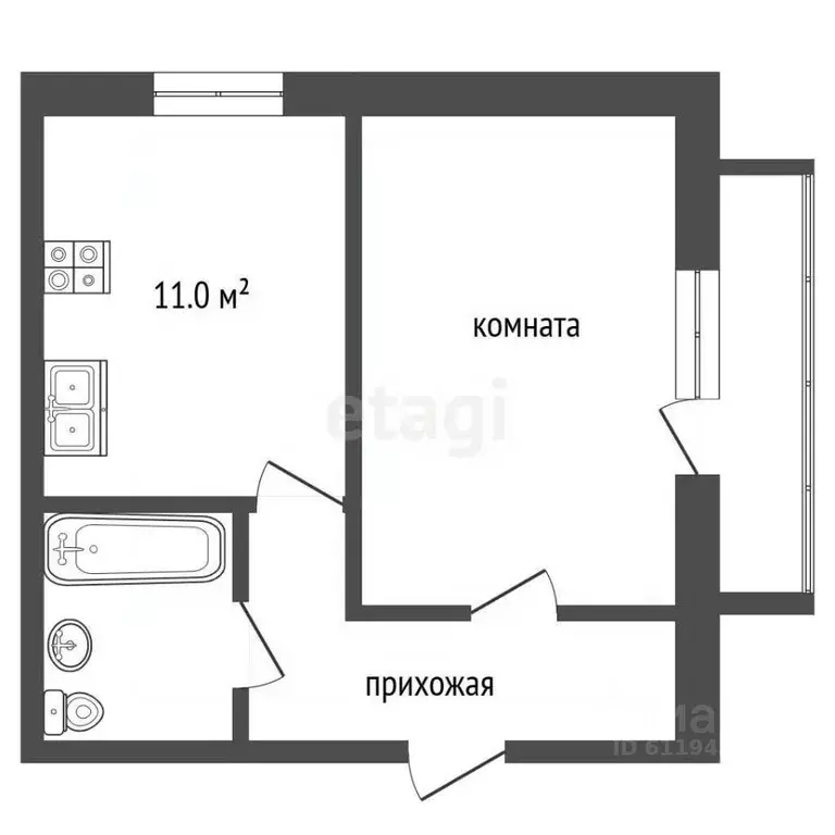 1-к кв. Мордовия, Саранск ул. Лихачева, 35 (32.5 м) - Фото 1