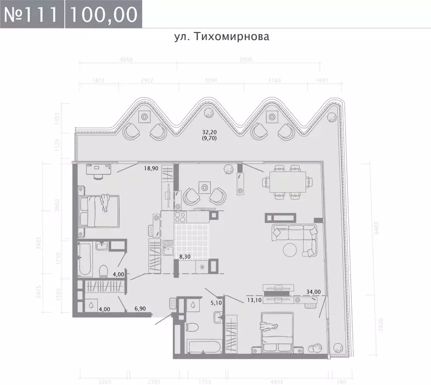 3-к кв. Татарстан, Казань ул. Калинина, 1Б (104.0 м) - Фото 0