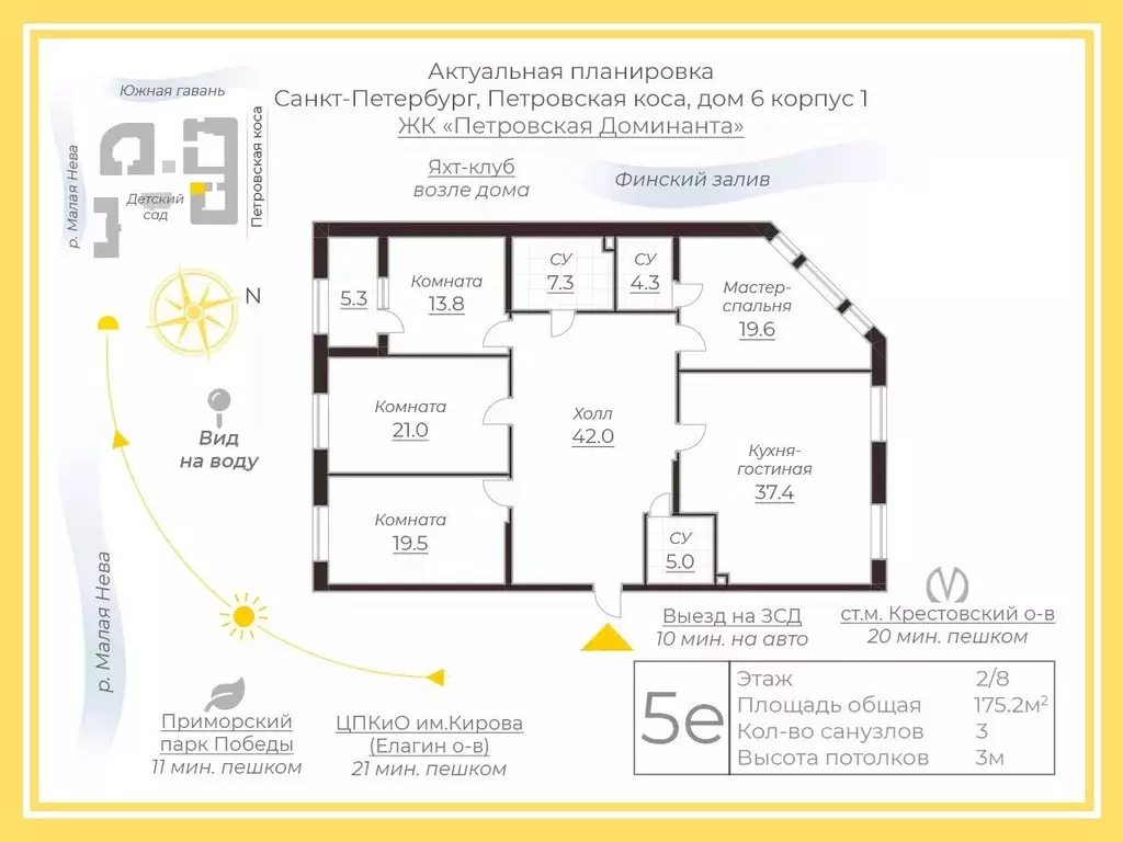 5-к кв. Санкт-Петербург проезд Петровская коса, 6к1 (176.0 м) - Фото 2