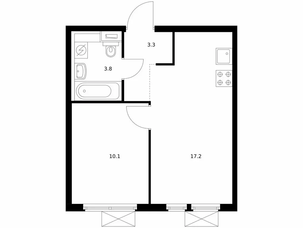 1-комнатная квартира: Котельники, микрорайон Парковый, 2 (34.4 м) - Фото 0