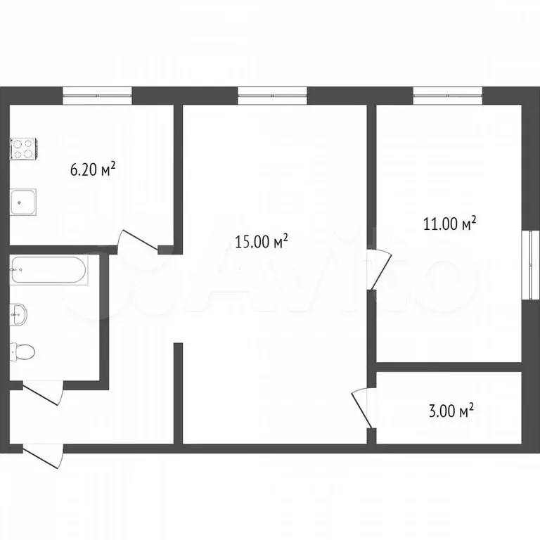 2-к. квартира, 41 м, 3/4 эт. - Фото 0