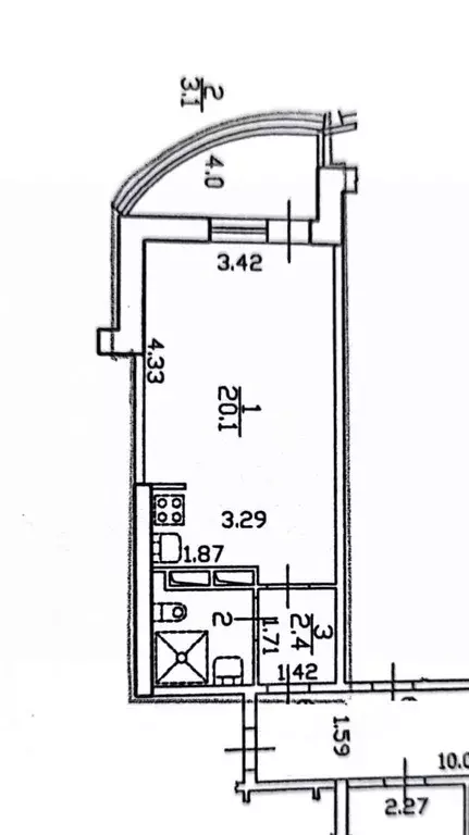 Студия Санкт-Петербург Варшавская ул., 19к5 (25.6 м) - Фото 1