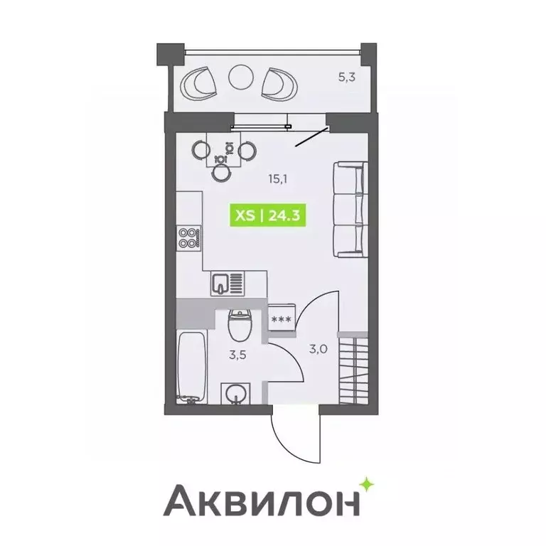 Студия Санкт-Петербург бул. Головнина, 4 (24.3 м) - Фото 1