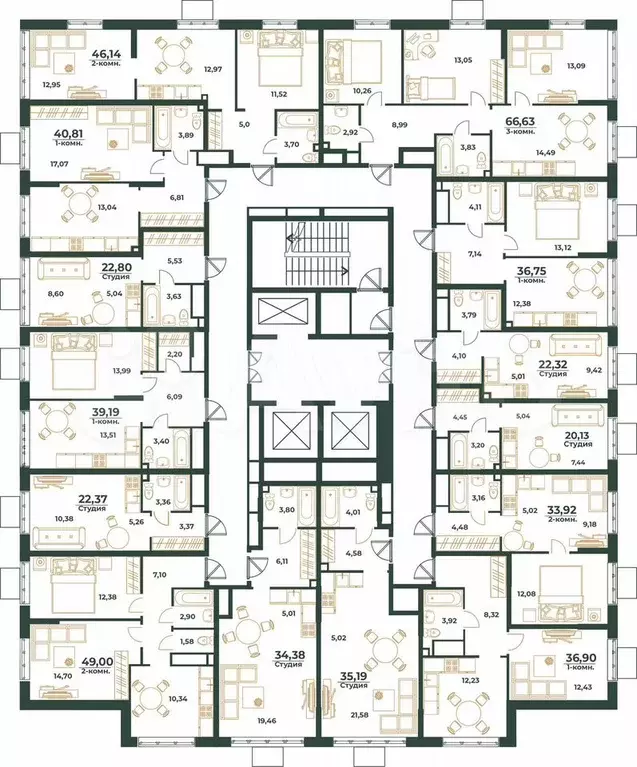 Квартира-студия, 22,3 м, 10/24 эт. - Фото 1