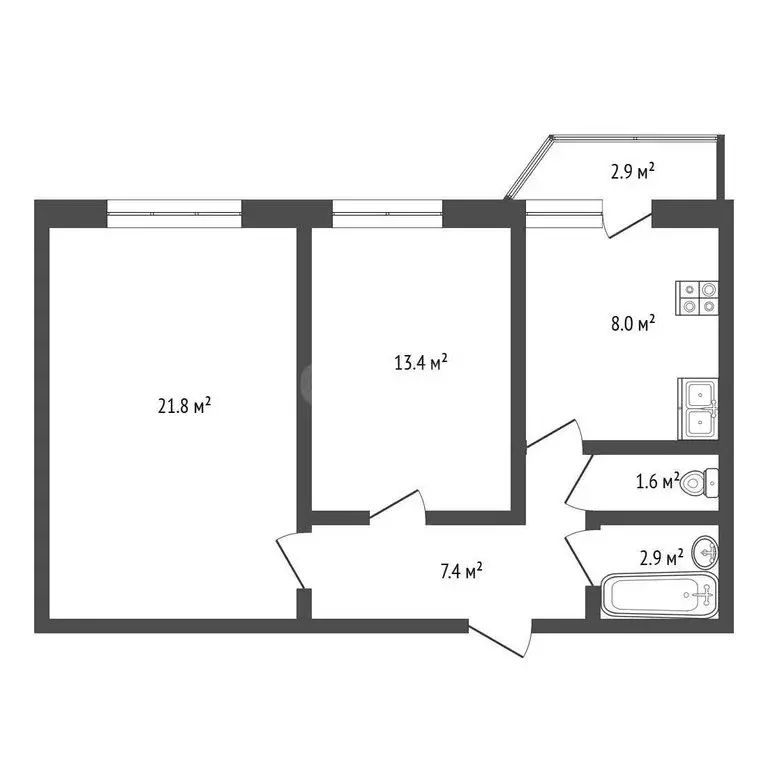 2-комнатная квартира: Тюмень, улица Михаила Сперанского, 19 (56 м) - Фото 1