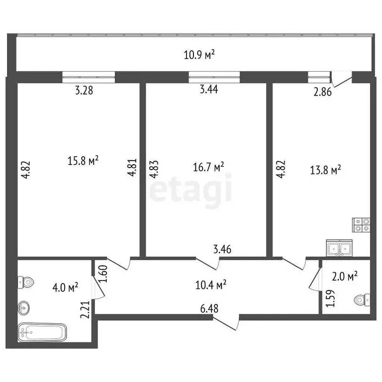 2-комнатная квартира: Санкт-Петербург, Парашютная улица, 38к1 (62.7 м) - Фото 1