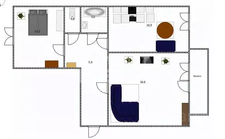 2-к кв. Ульяновская область, Ульяновск ул. Игошина, 8 (54.1 м) - Фото 2