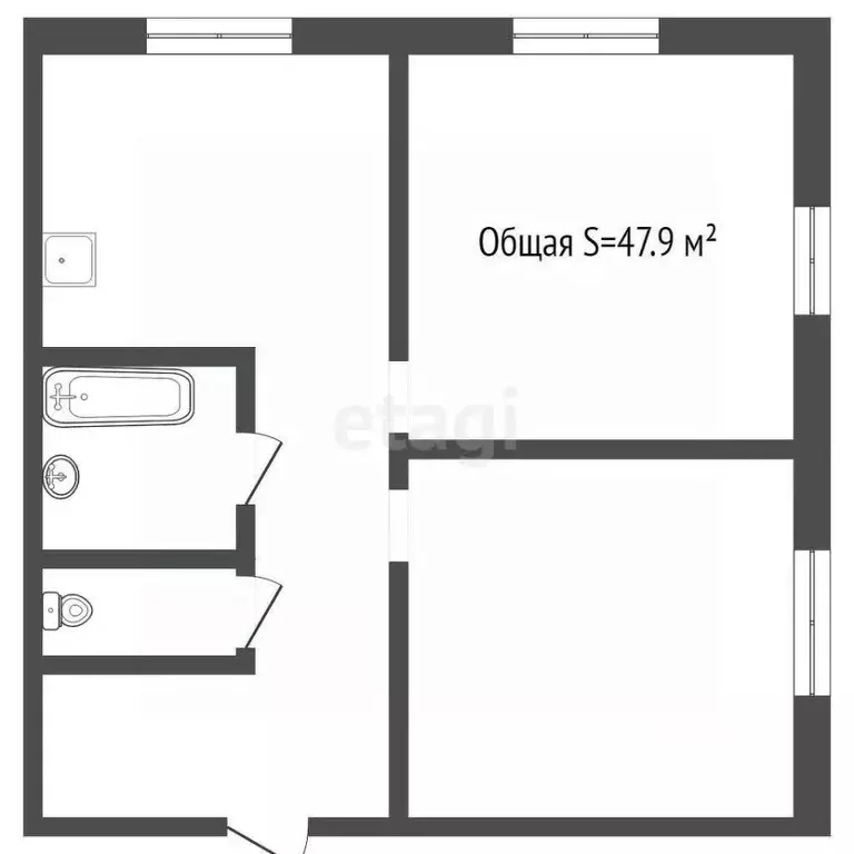 2-к кв. Кемеровская область, Междуреченск ул. Пушкина, 160 (47.9 м) - Фото 1